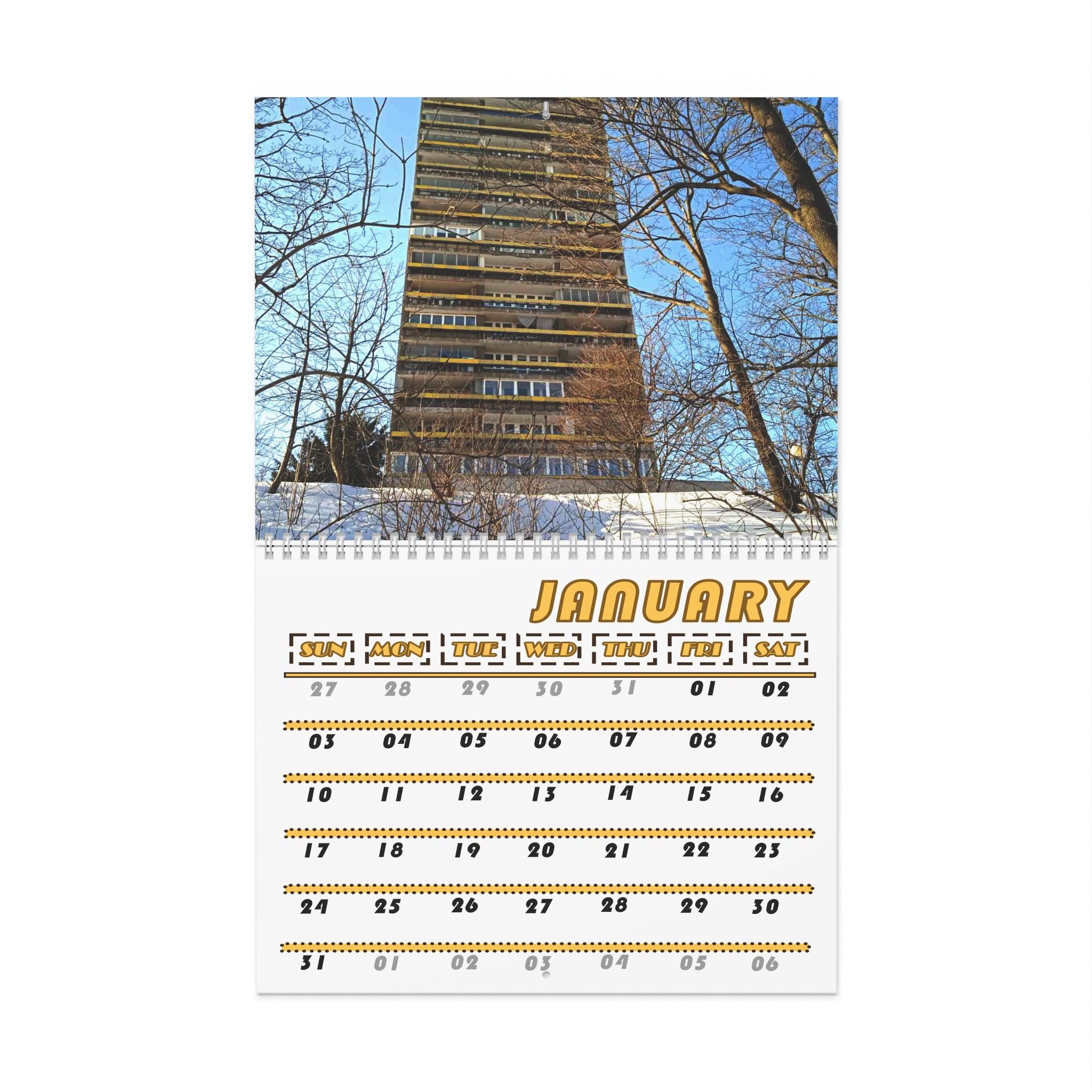 Warsaw Blue, Cities Series, Colored Grid, Wall Calendar (2027)