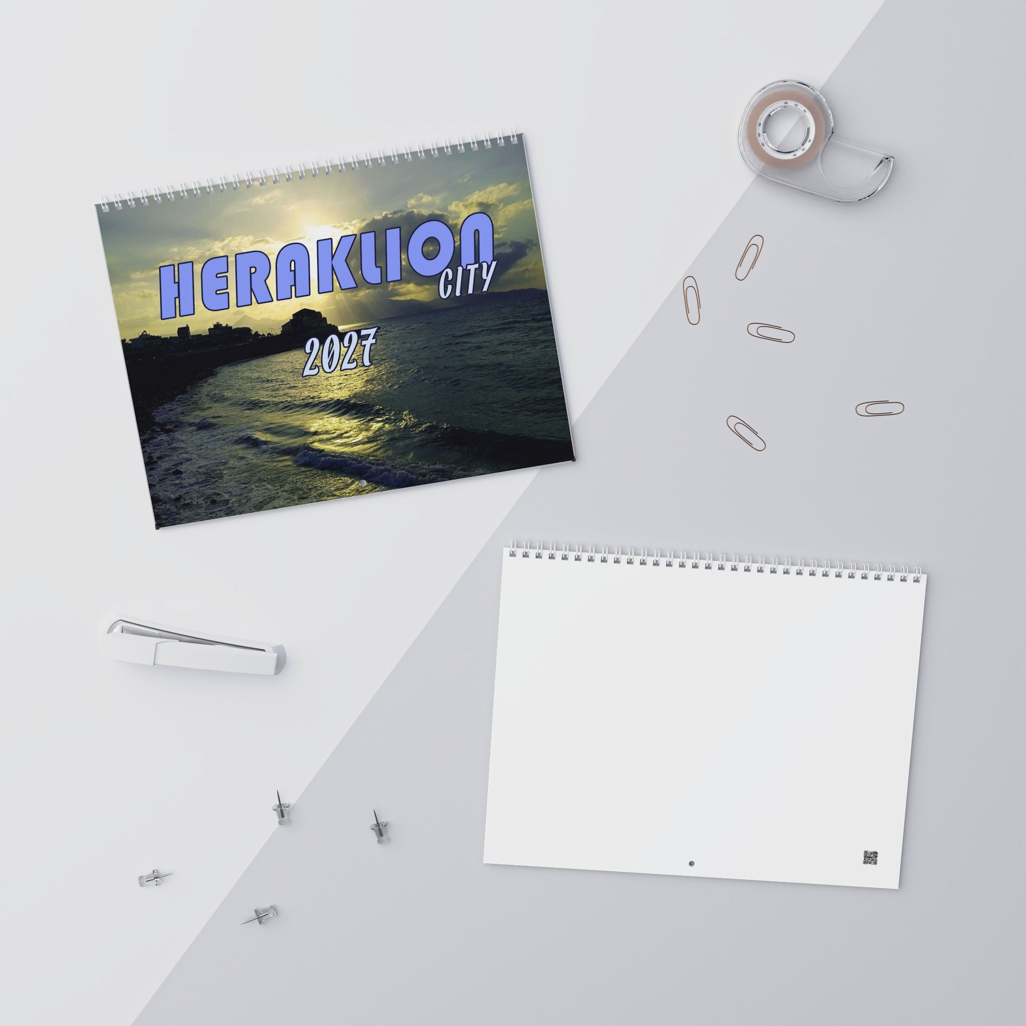 Heraklion City, Cities Series, Colored Grid, Desk Calendar (2027)