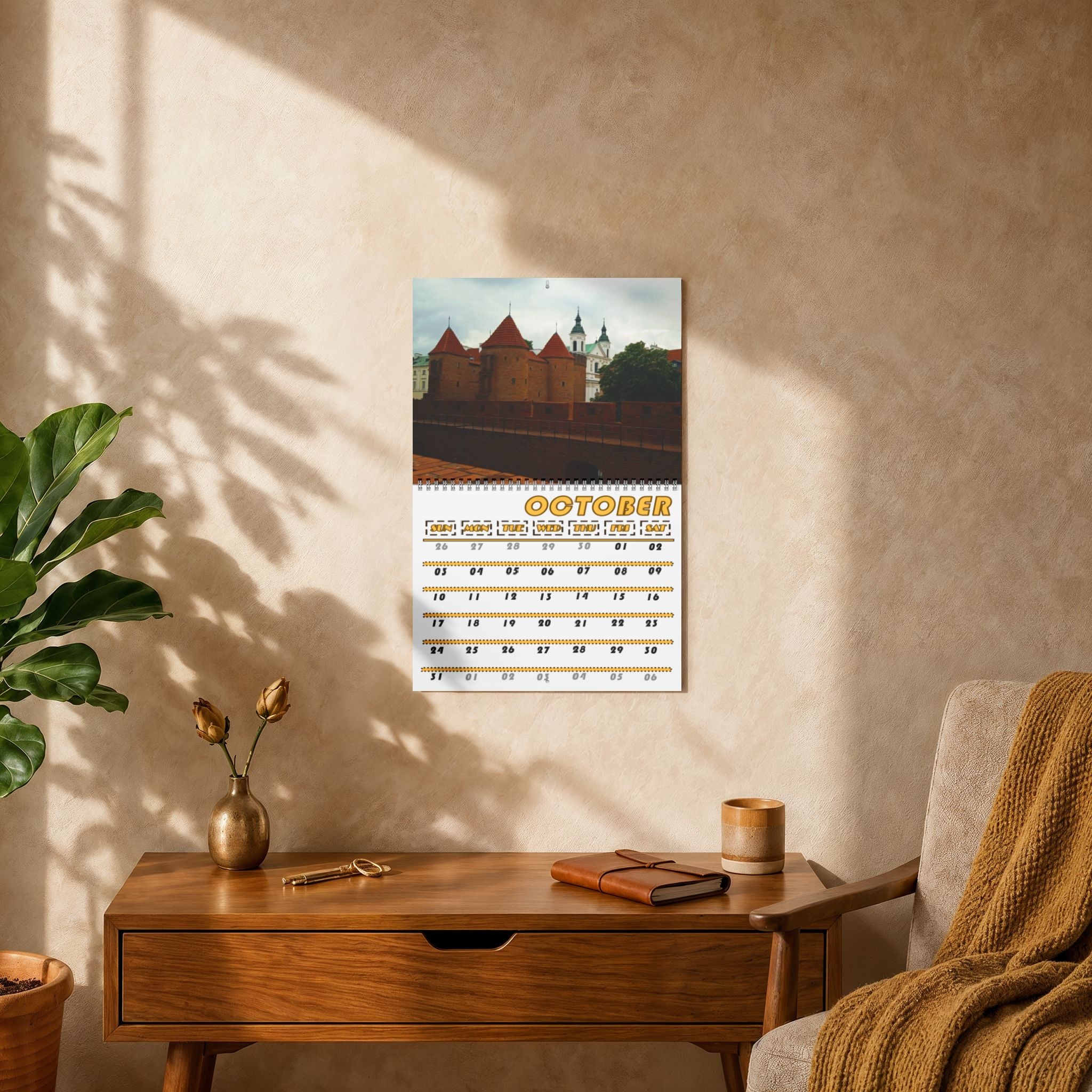 Warsaw Blue, Cities Series, Colored Grid, Wall Calendar (2027)