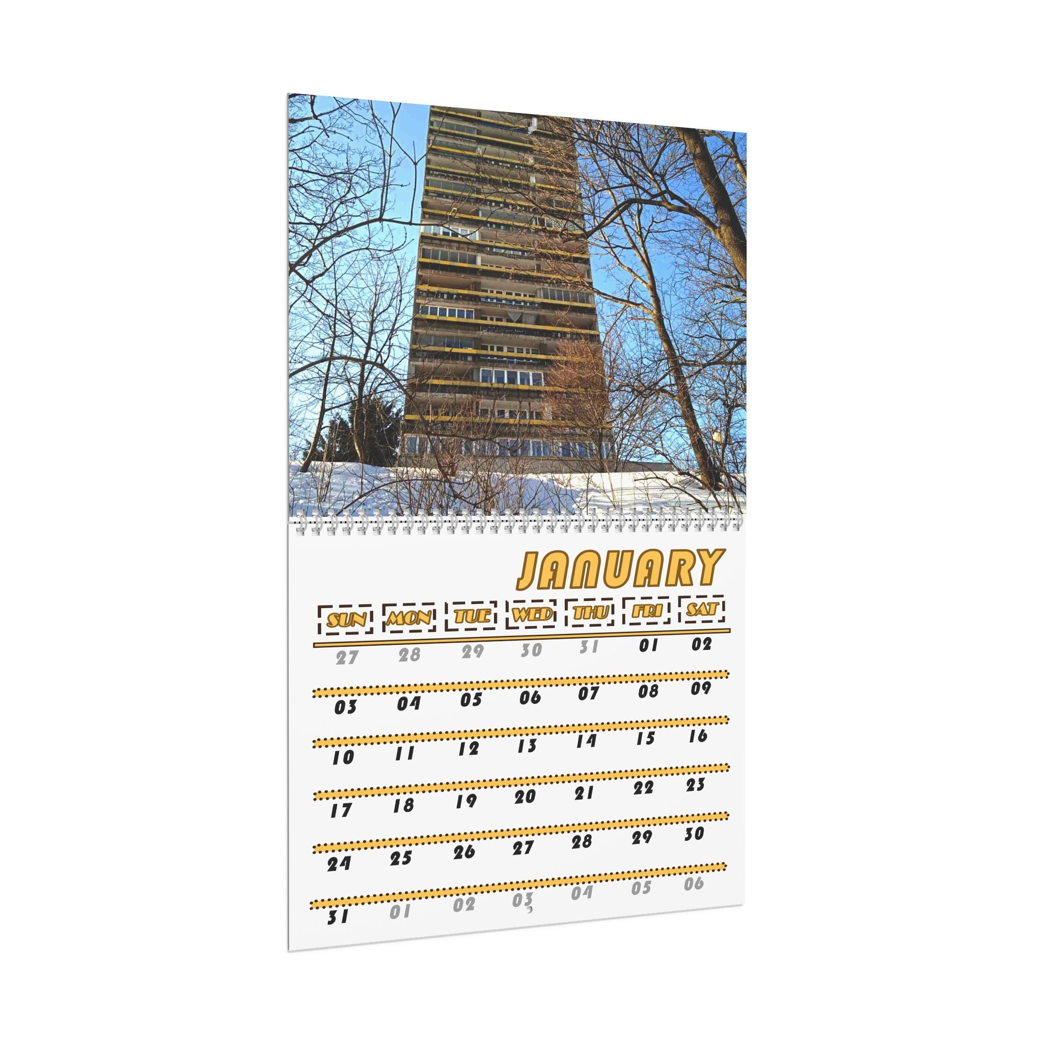 Warsaw Blue, Cities Series, Colored Grid, Wall Calendar (2027)