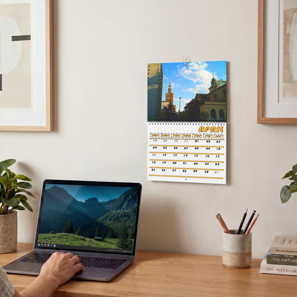 Warsaw Blue, Cities Series, Colored Grid, Wall Calendar (2027)