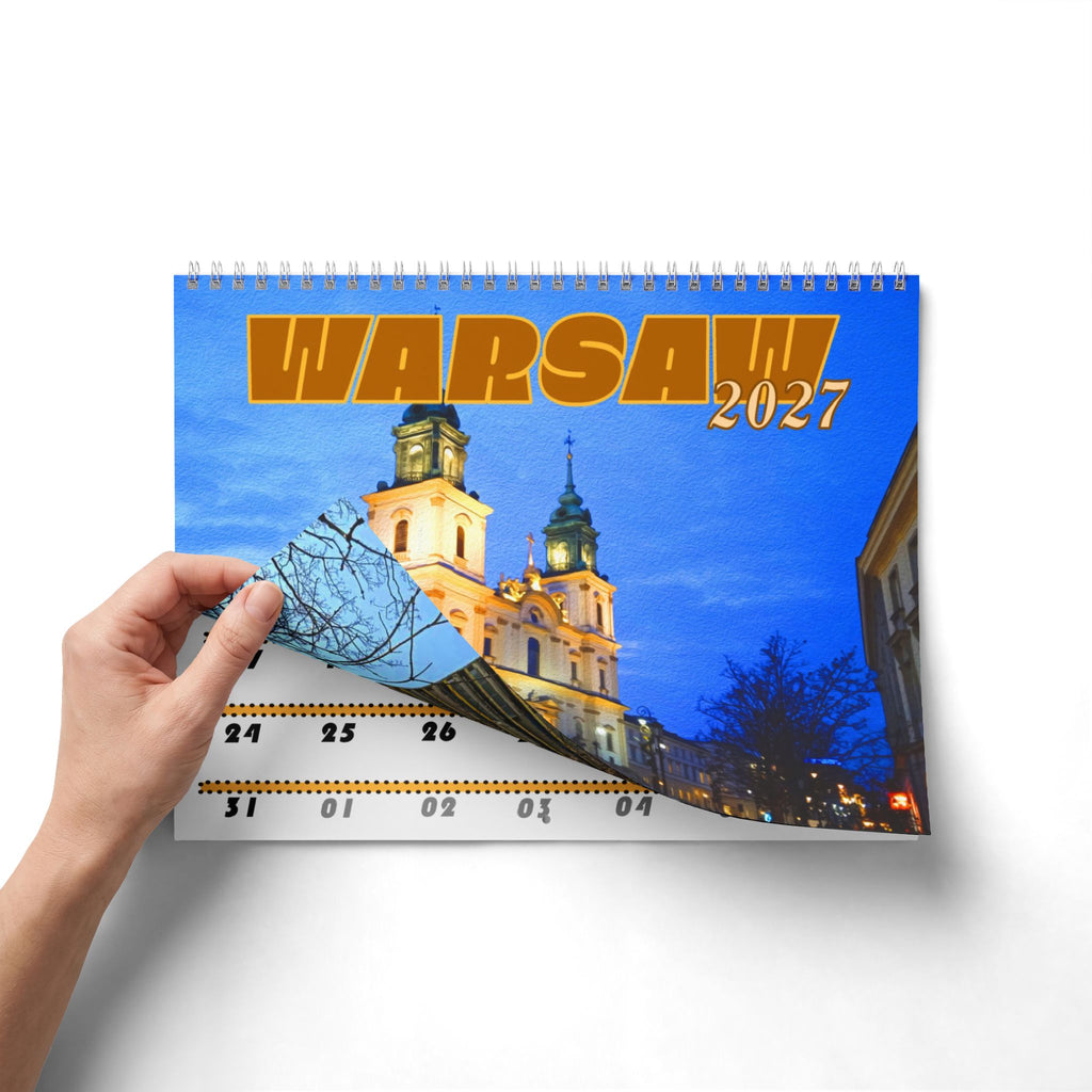 Warsaw Blue, Cities Series, Colored Grid, Wall Calendar (2027)